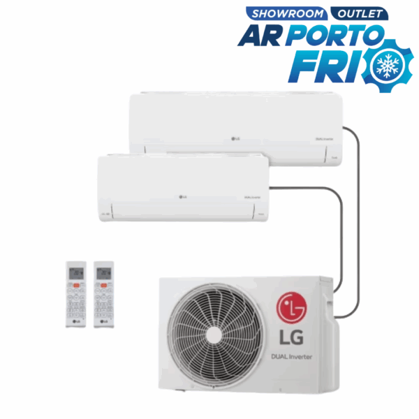 Ar-Condicionado Bi-Split Inverter 16000 BTUs LG Dual Voice +AI Só Frio (1 Evap. 9000 + 1 Evap. 9000)